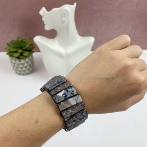 Blue Iridescent Pearl Style Stretchy Bangle Bracelet Boho Jewelry Women